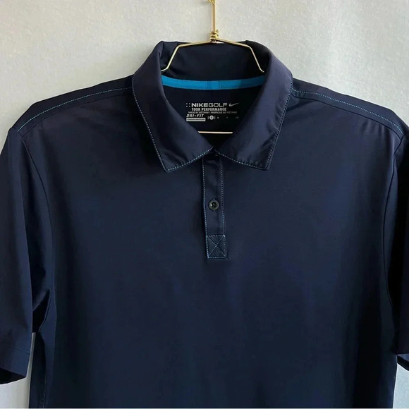 Nikegolf Tour performance Polo Size Small Dri-Fit Loose Fit Short Sleeve Blue - Picture 4 of 8